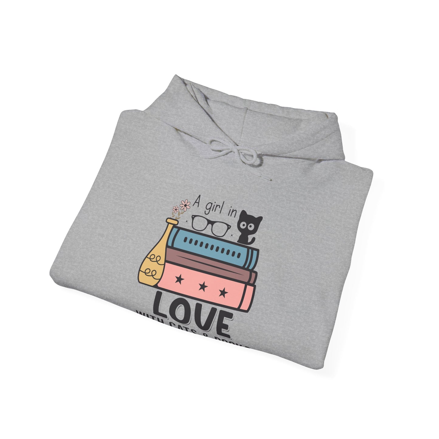 Just a Girl who loves Cats and Books Unisex Heavy Blend™ Hooded Sweatshirt - S - 5X sizes