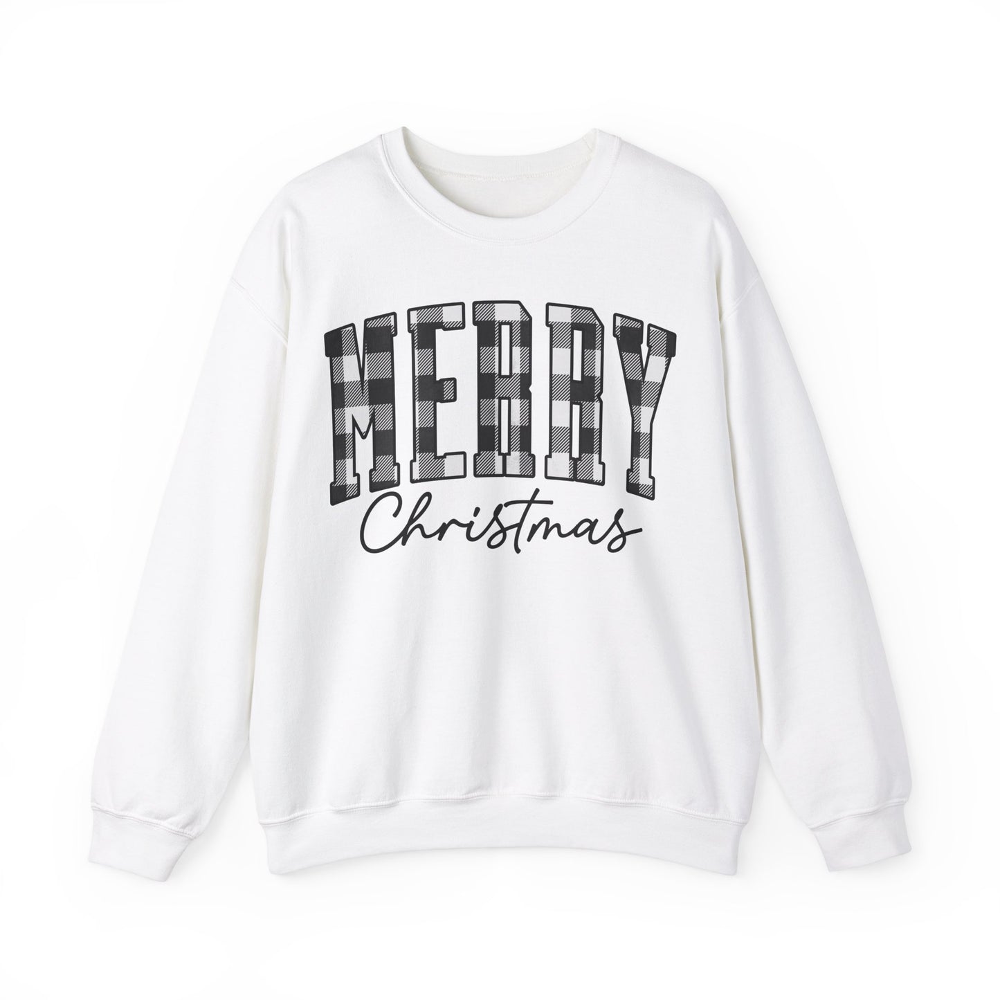 Buffalo Plaid Merry Christmas Unisex Heavy Blend Crewneck Sweatshirt