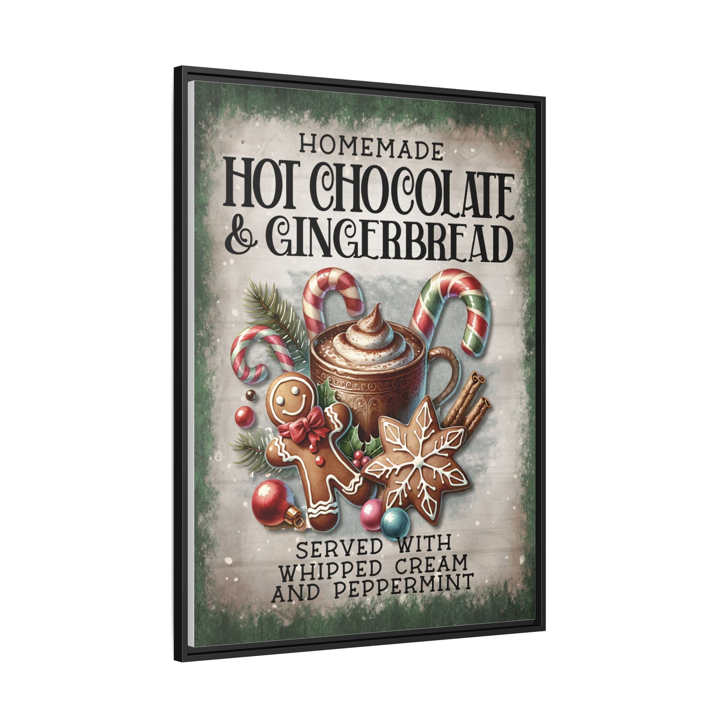 Homemade Hot Chocolate & Gingerbread Matte Canvas, Framed (Multi-color)