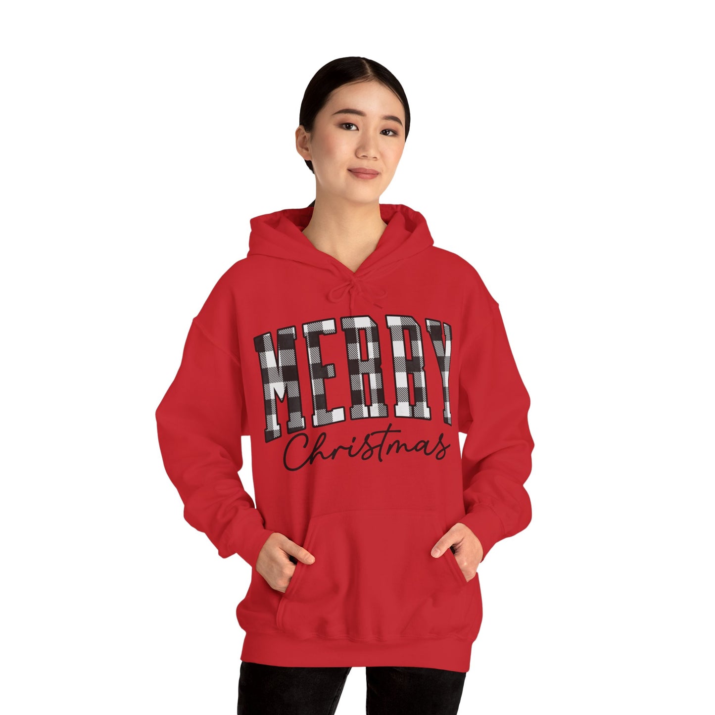 Buffalo Plaid Merry Christmas Unisex Heavy Blend Hooded Sweatshirt - S - 5X