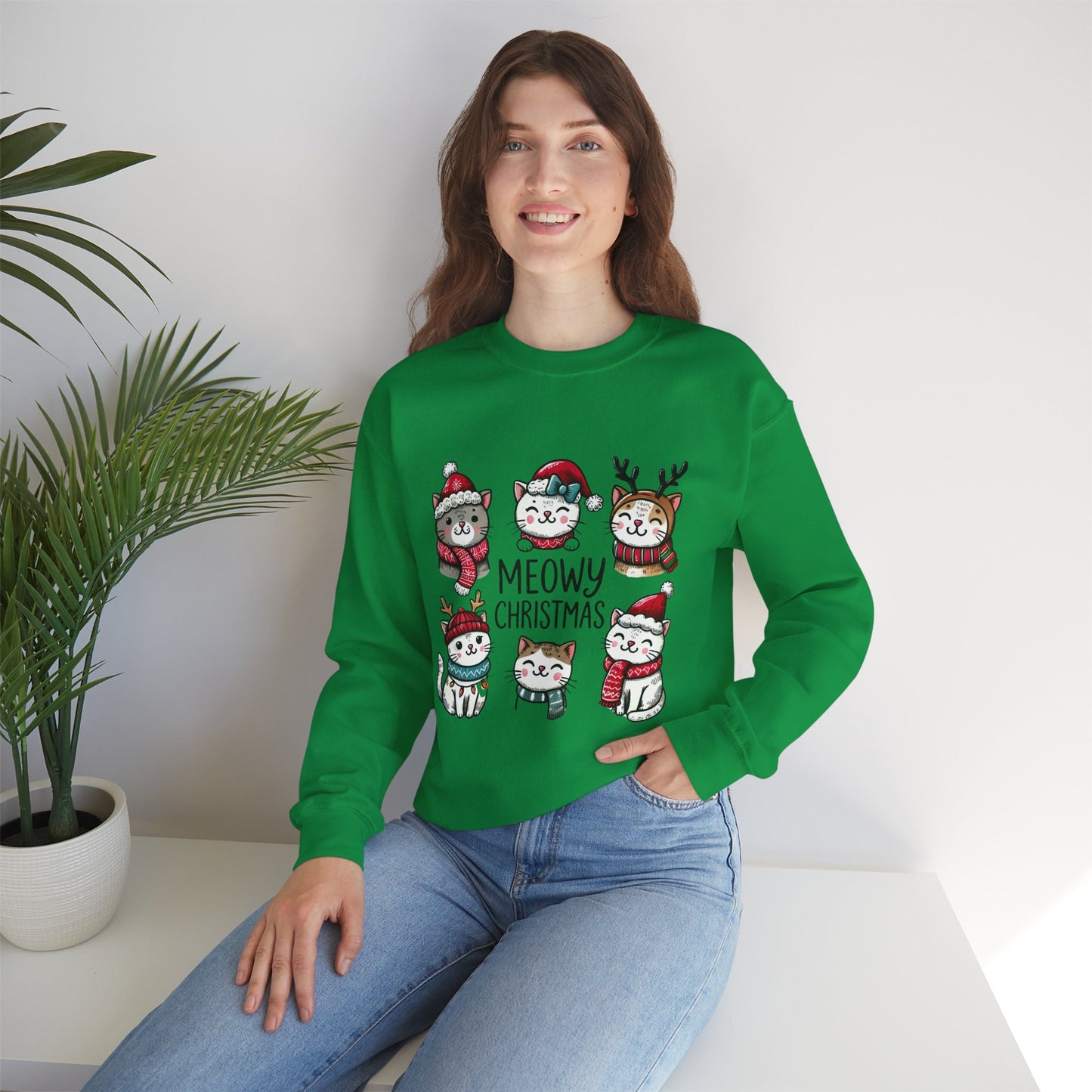 Meowy Christmas Crewneck Sweatshirt - size S - 5X