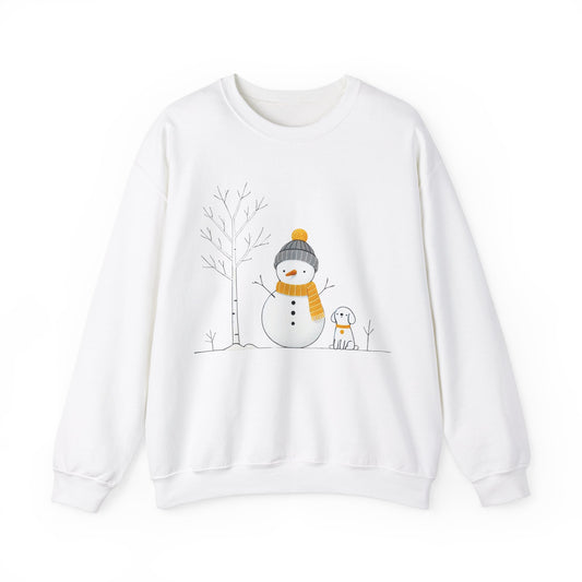 Snowman and Dog Winter Scene Unisex Heavy Blend™ Crewneck Sweatshirt - sizes S - 5X