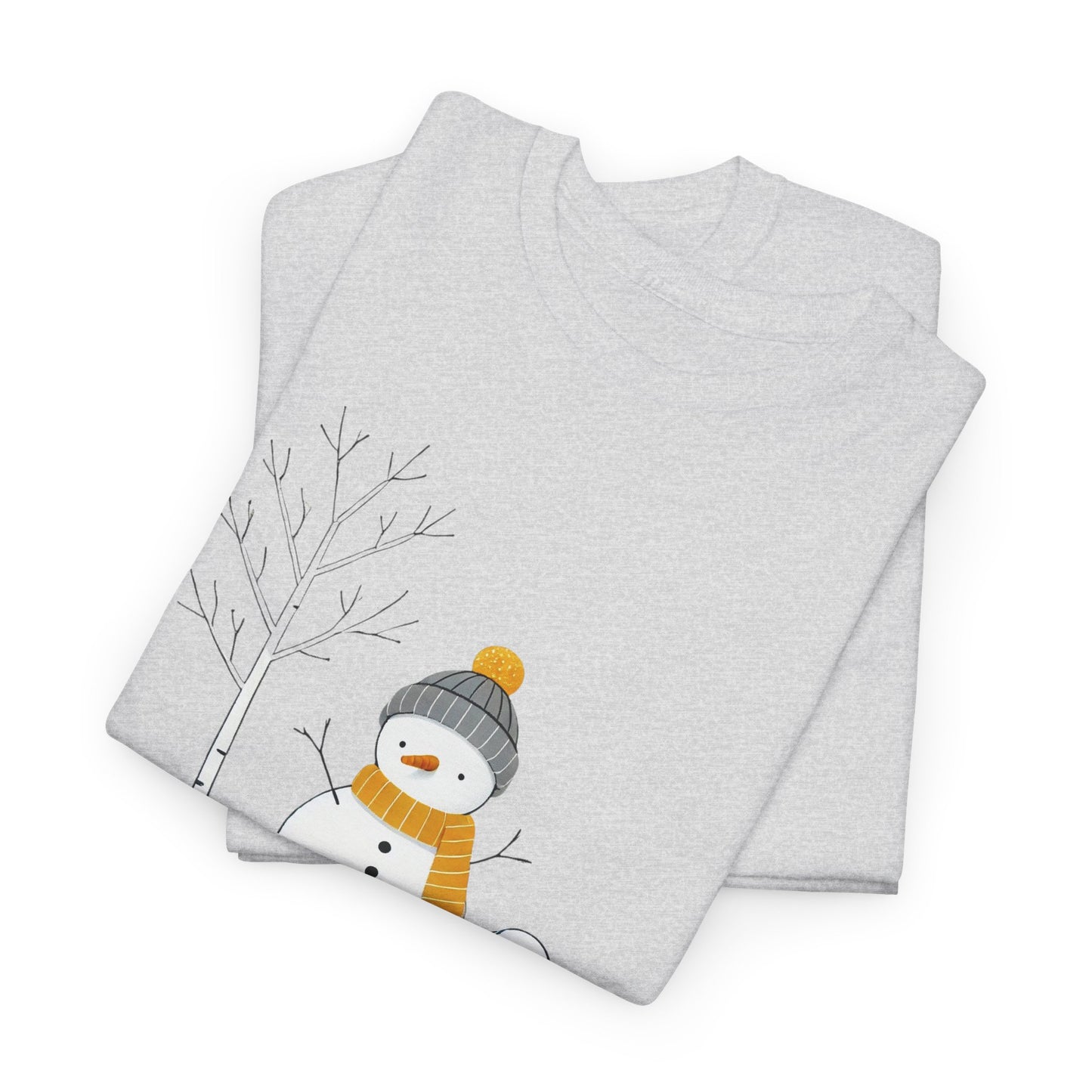 Snowman and dog Winter scene Unisex Heavy Cotton Tee - S - 3X