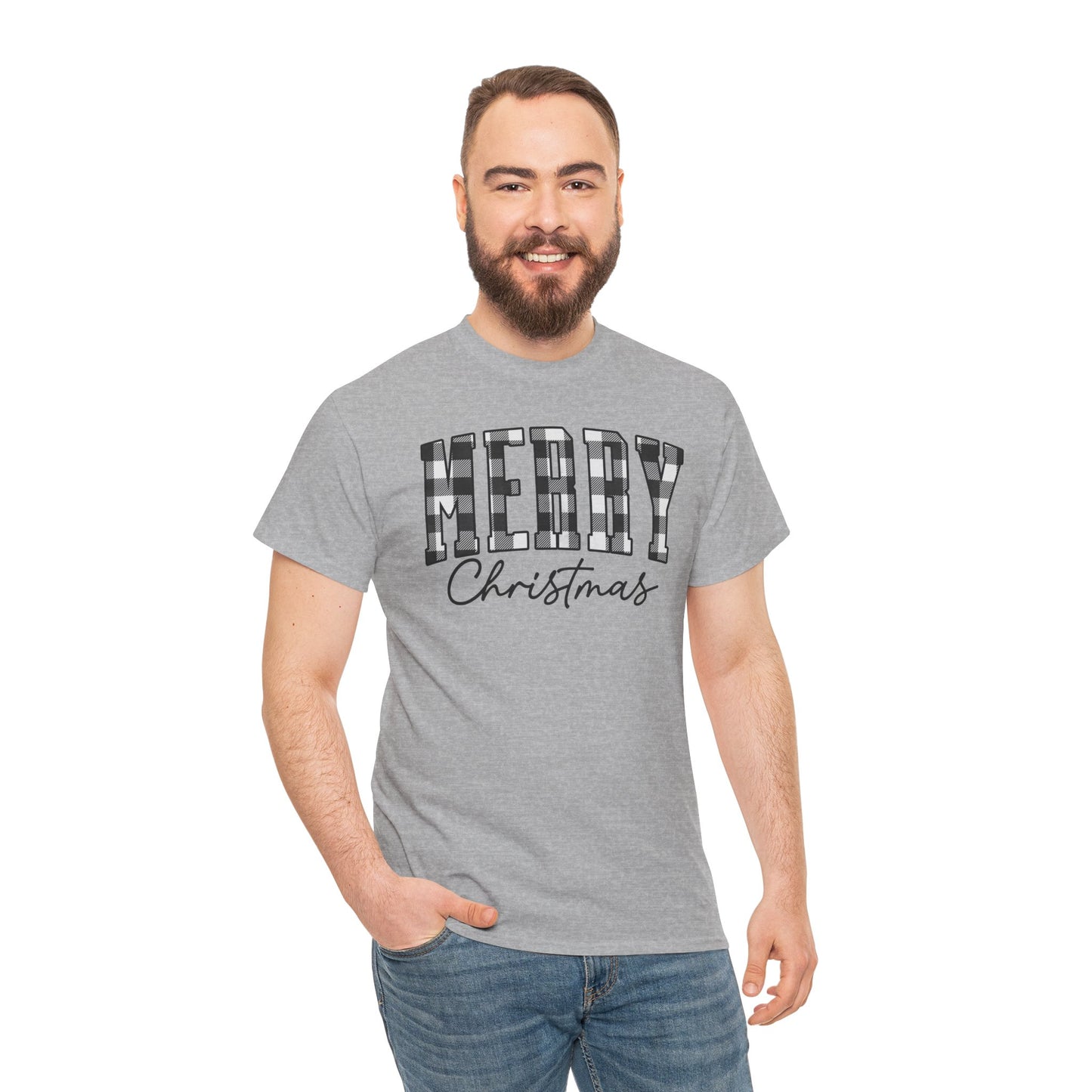 Buffalo Plaid Merry Christmas Unisex Heavy Cotton Tee - sizes S - 5X