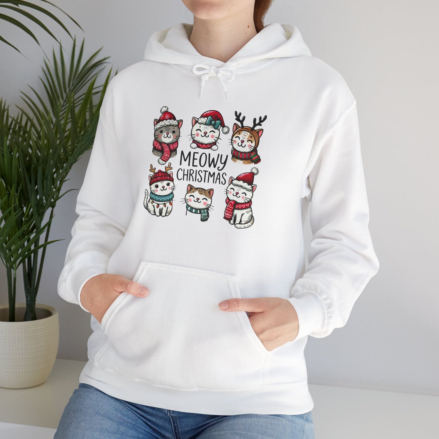 Meowy Christmas Hooded Sweatshirt - sizes S - 5X