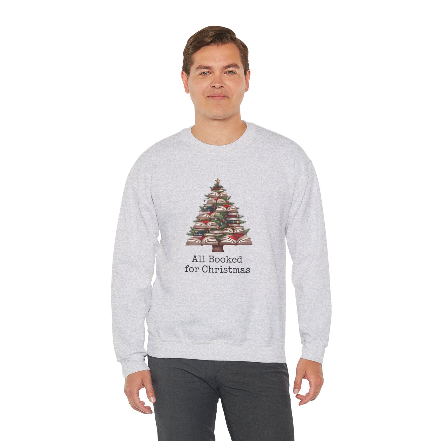 All Booked for Christmas, Book Christmas tree, Unisex Heavy Blend Crewneck Sweatshirt - sizes S - 3X