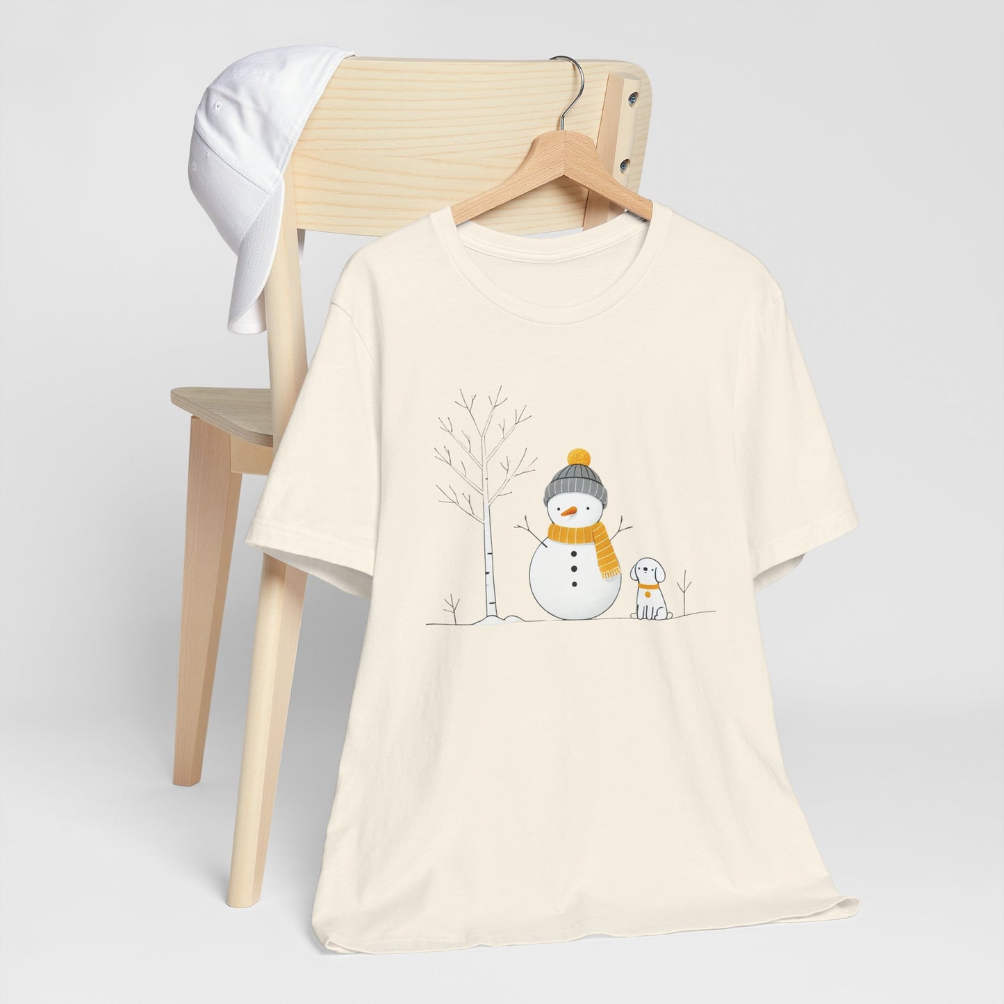 Snowman and dog winter scene Unisex Jersey Short Sleeve Tee - sizes S - 3X