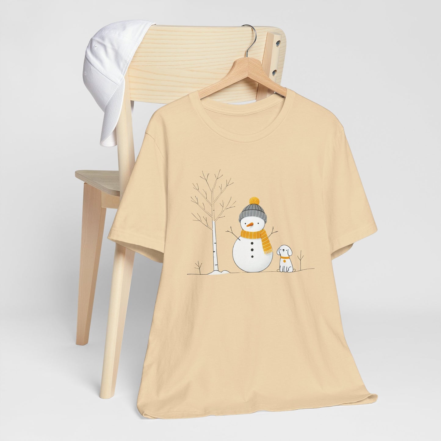 Snowman and dog winter scene Unisex Jersey Short Sleeve Tee - sizes S - 3X