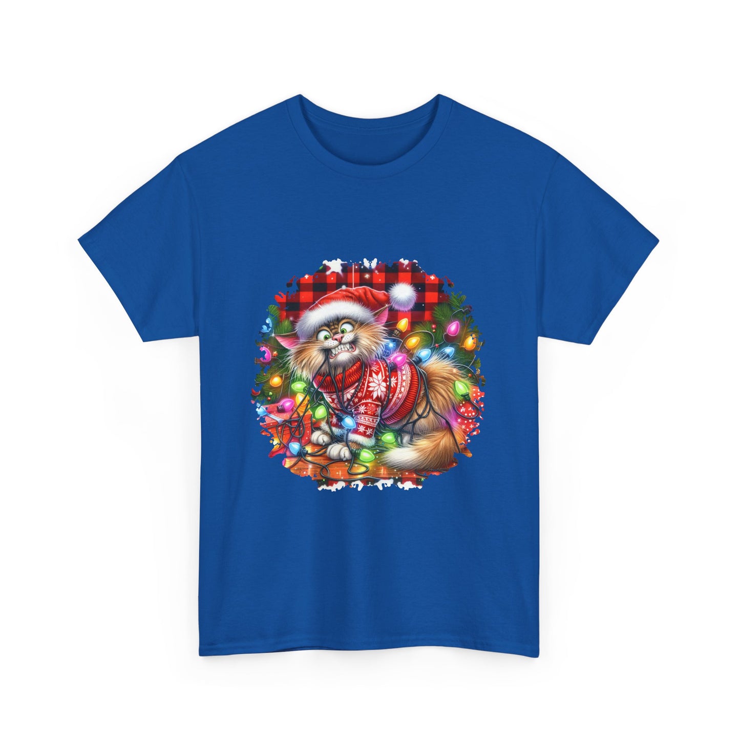 Christmas Cat with lights unisex Tee