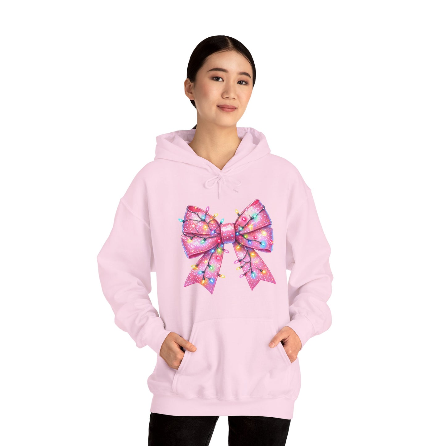 Big Pink Christmas Bow Unisex Heavy Blend™ Hooded Sweatshirt - sizes S - 3X