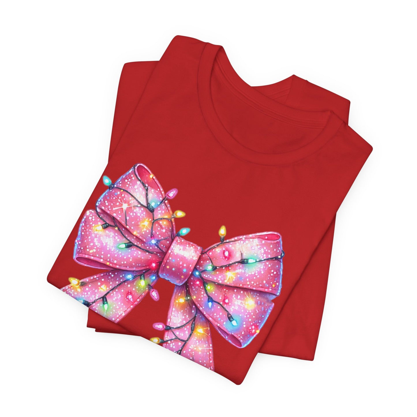 Pink Christmas Bow Unisex Jersey Short Sleeve Tee - sizes S - 3X