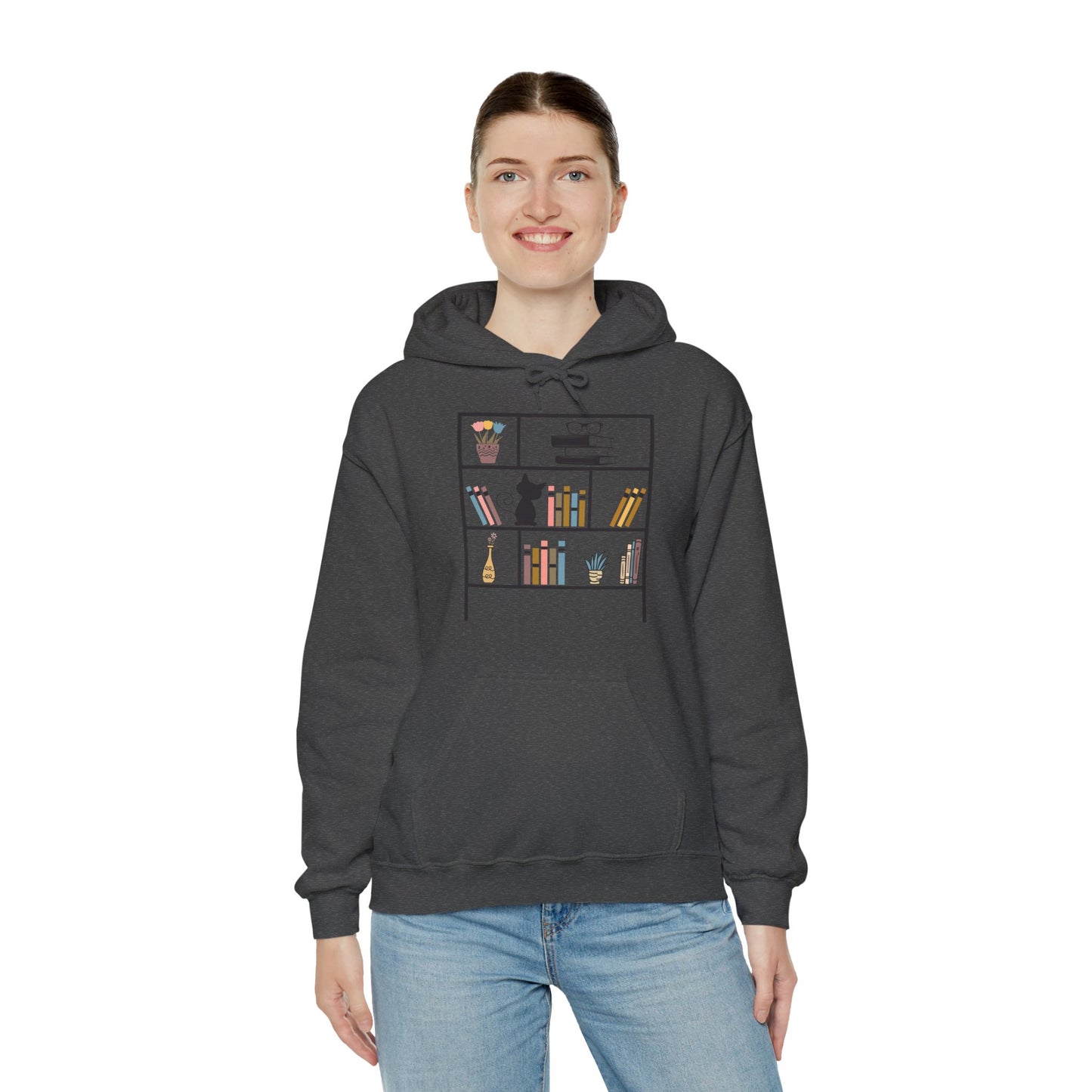 Unisex Heavy Blend™ Hooded Sweatshirt - bookshelf for cat - sizes S - 3X