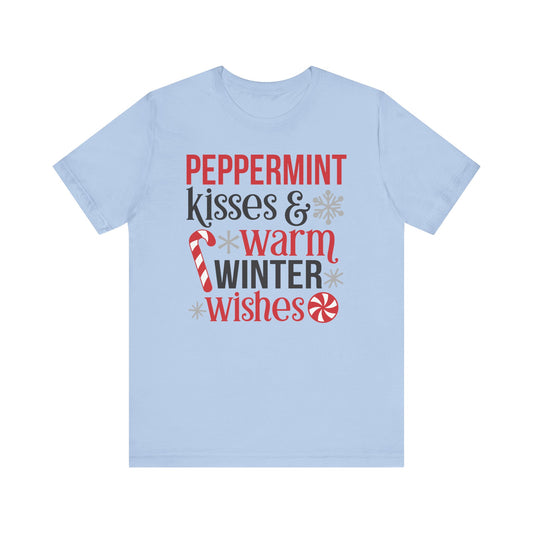 Peppermint Kisses and Warm Winter wishes Unisex Jersey Short Sleeve T-shirt - sizes S - 3X