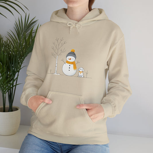 Snowman and dog winter scene Unisex Heavy Blend™ Hooded Sweatshirt - sizes S - 3X