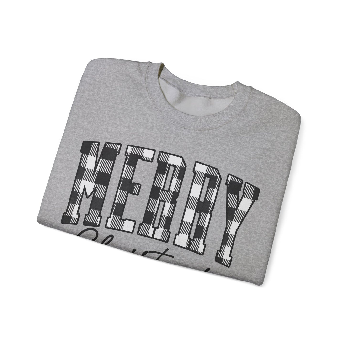 Buffalo Plaid Merry Christmas Unisex Heavy Blend Crewneck Sweatshirt