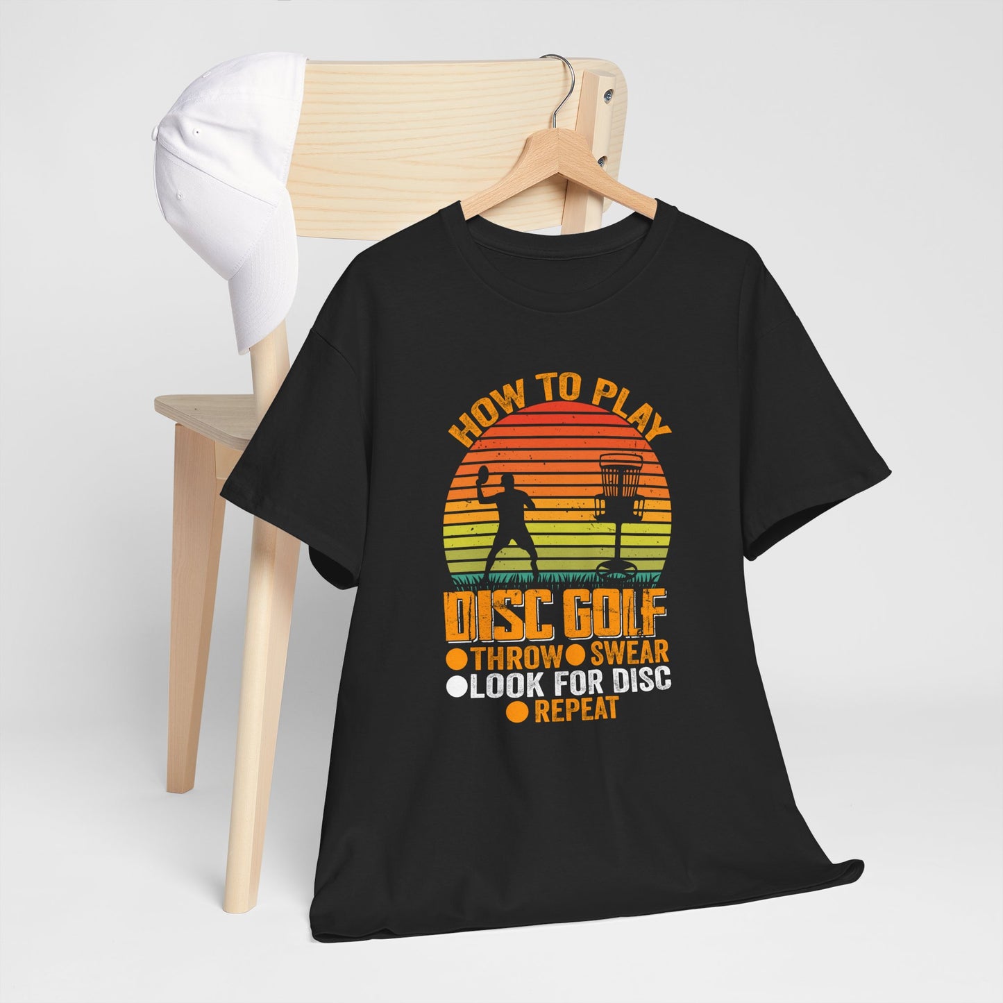 Disc Golf Unisex Heavy Cotton Tee - How to Play Instructions Funny Design - sizes S - 5X