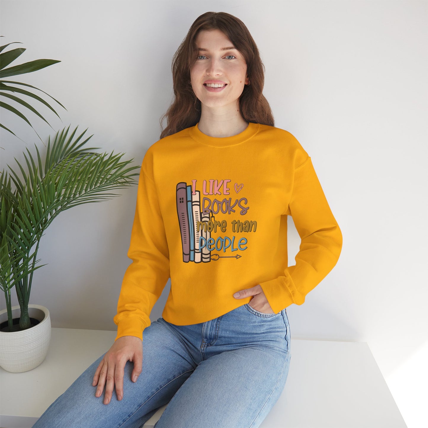 I like books more than people Unisex Heavy Blend™ Crewneck Sweatshirt - sizes S - 3X