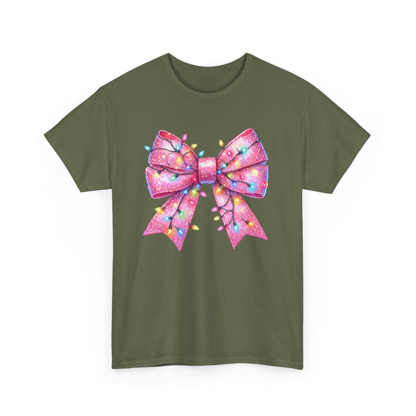 Pink Bow Unisex Tee - Christmas Lights Festive Shirt - sizes S - 5X