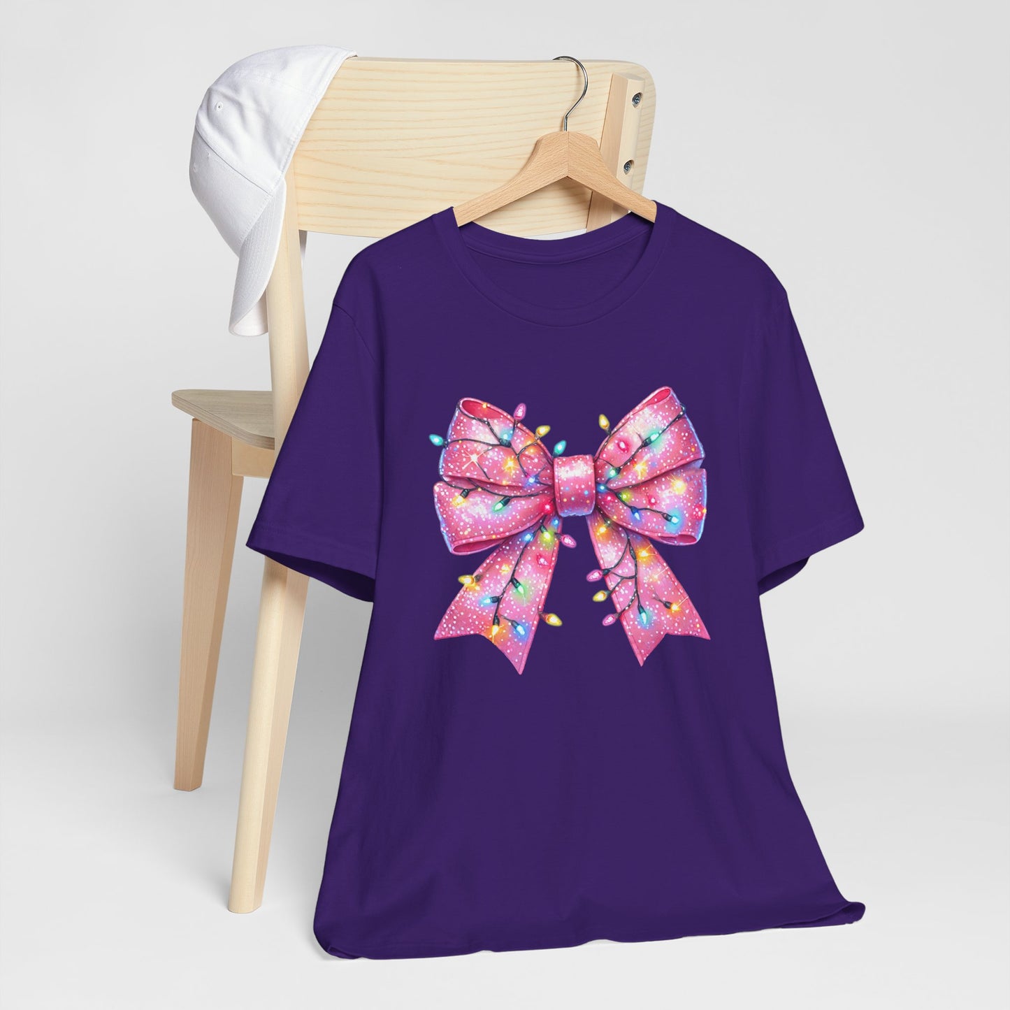 Pink Bow Christmas Tee - Festive Holiday Unisex Jersey T-shirt - sizes S - 3X