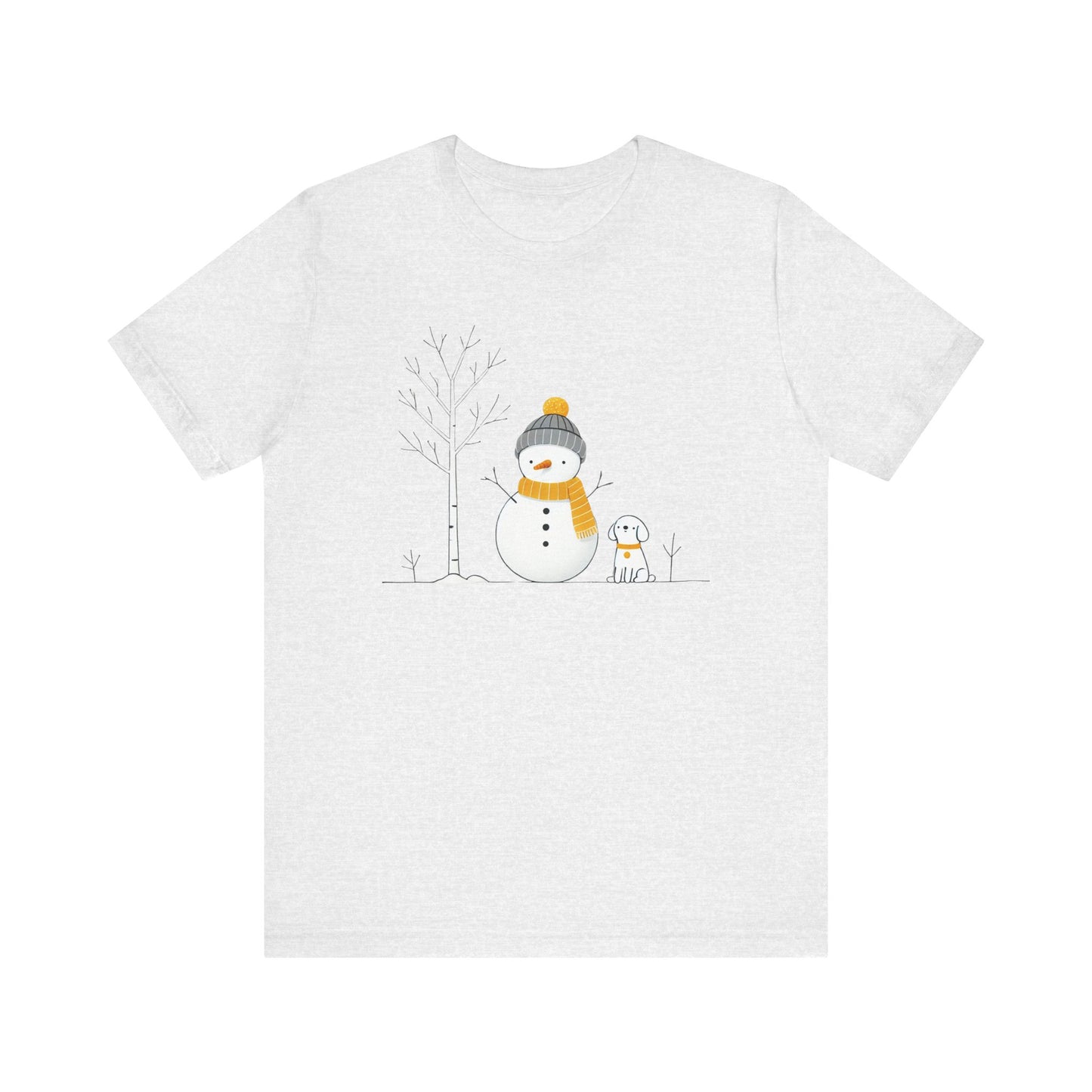 Snowman and dog winter scene Unisex Jersey Short Sleeve Tee - sizes S - 3X