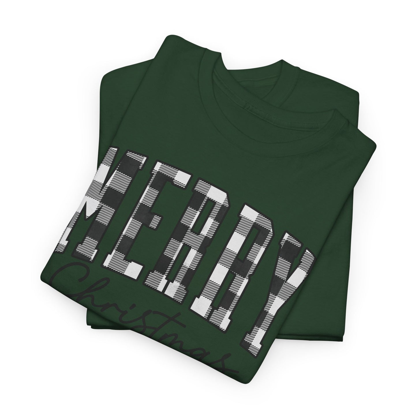 Buffalo Plaid Merry Christmas Unisex Heavy Cotton Tee - sizes S - 5X