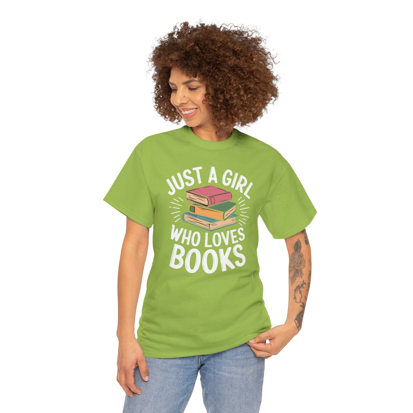 Just a Girl Who Loves Books Unisex Heavy Cotton Tee - S - 5X