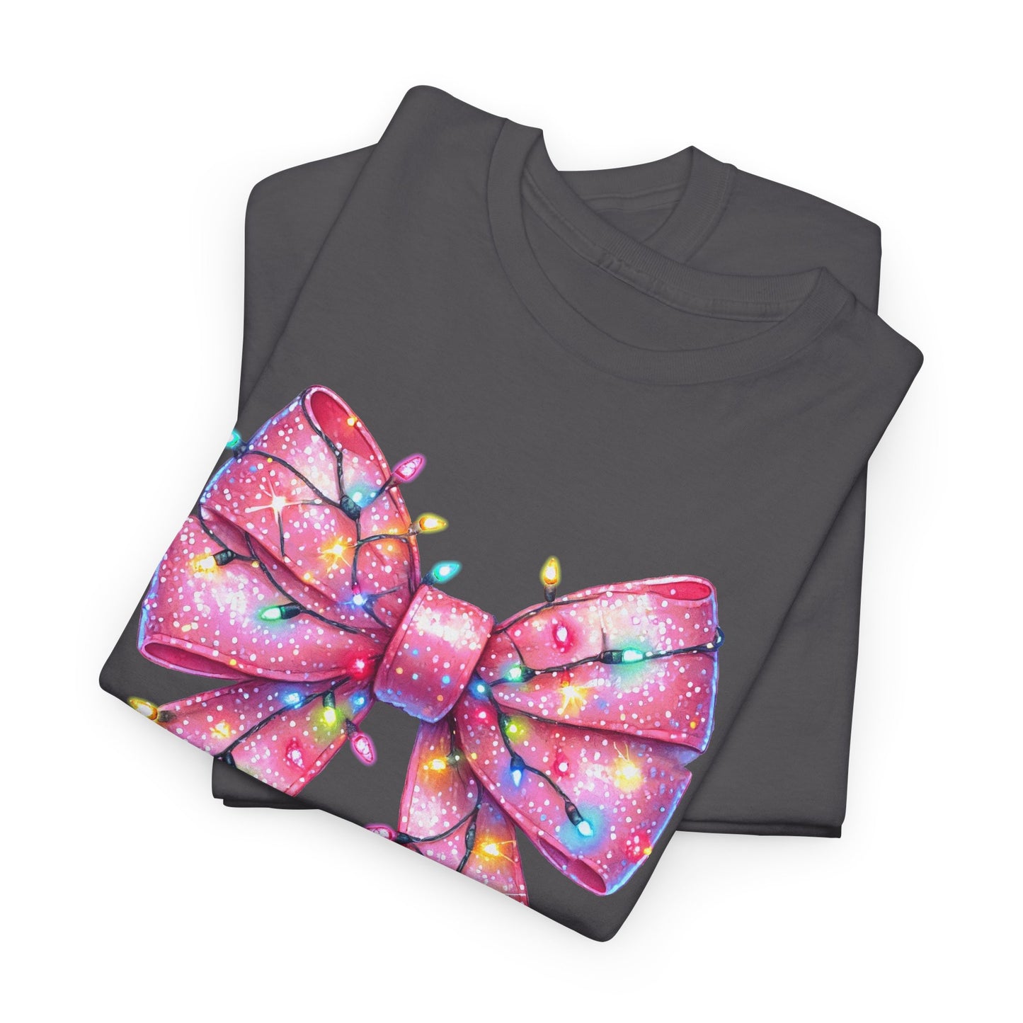 Pink Bow Unisex Tee - Christmas Lights Festive Shirt - sizes S - 5X