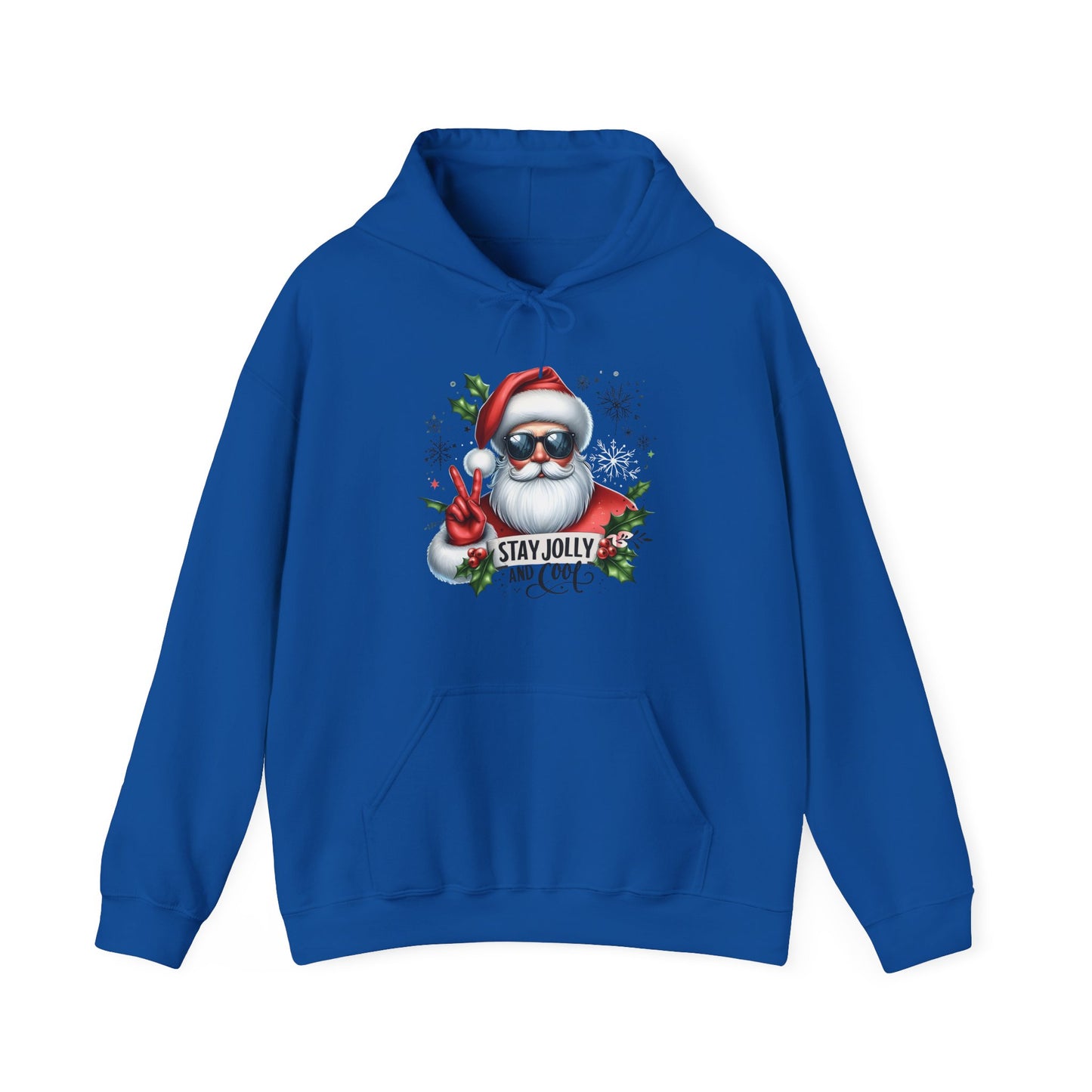 Jolly and Cool Festive Christmas Unisex Hoodie with pouch