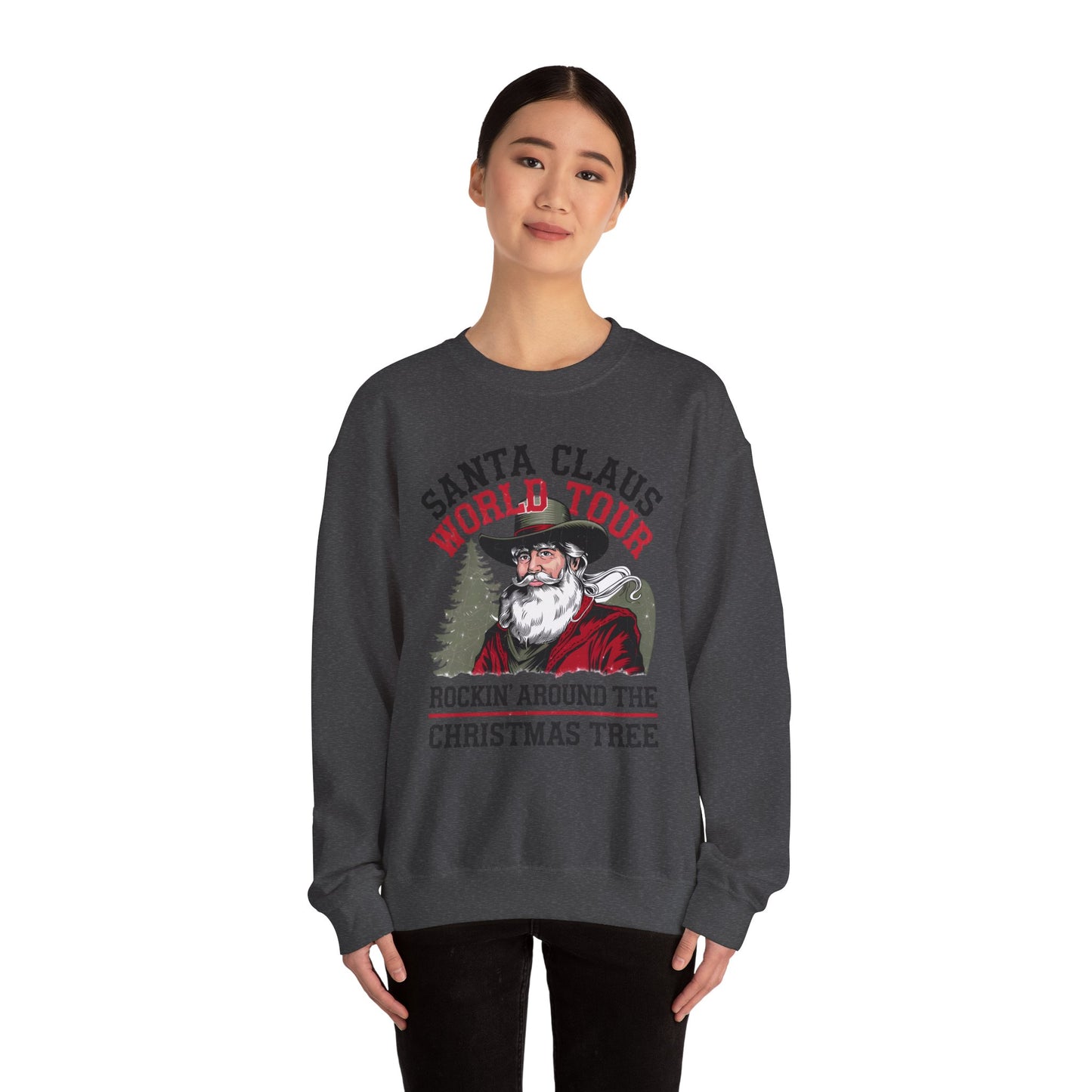 Santa Claus World Tour - Unisex Heavy Blend™ Crewneck Sweatshirt - sizes S - 5X - Rocking around the Christmas Tree