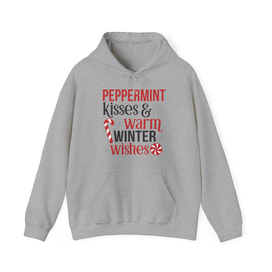 Peppermint Kisses and Warm Winter Wishes Unisex Heavy Blend™ Hooded Sweatshirt - sizes S - 3X