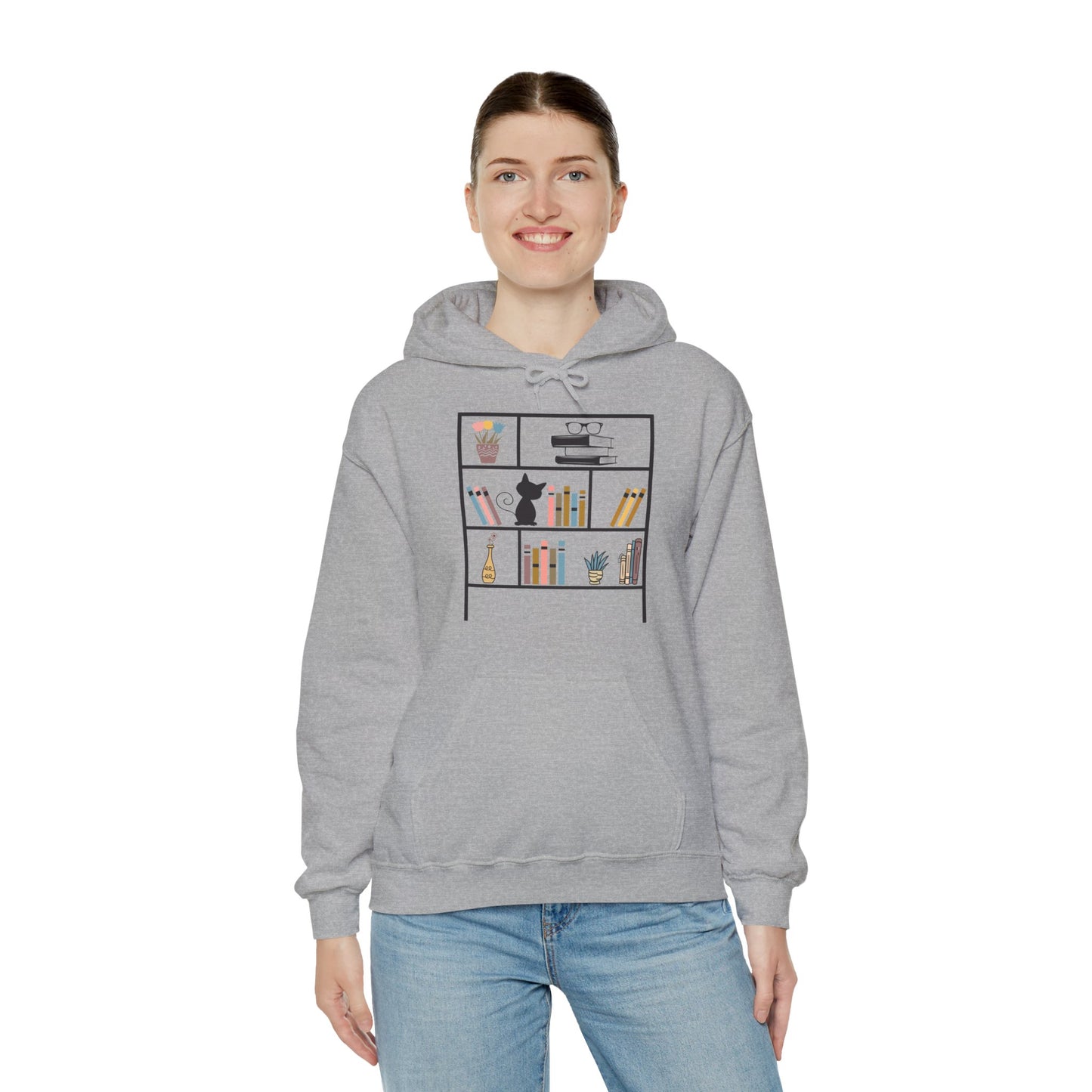 Unisex Heavy Blend™ Hooded Sweatshirt - bookshelf for cat - sizes S - 3X