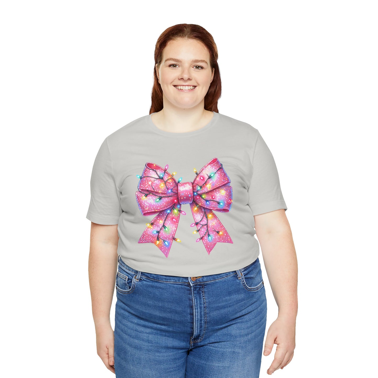 Pink Christmas Bow Unisex Jersey Short Sleeve Tee - sizes S - 3X