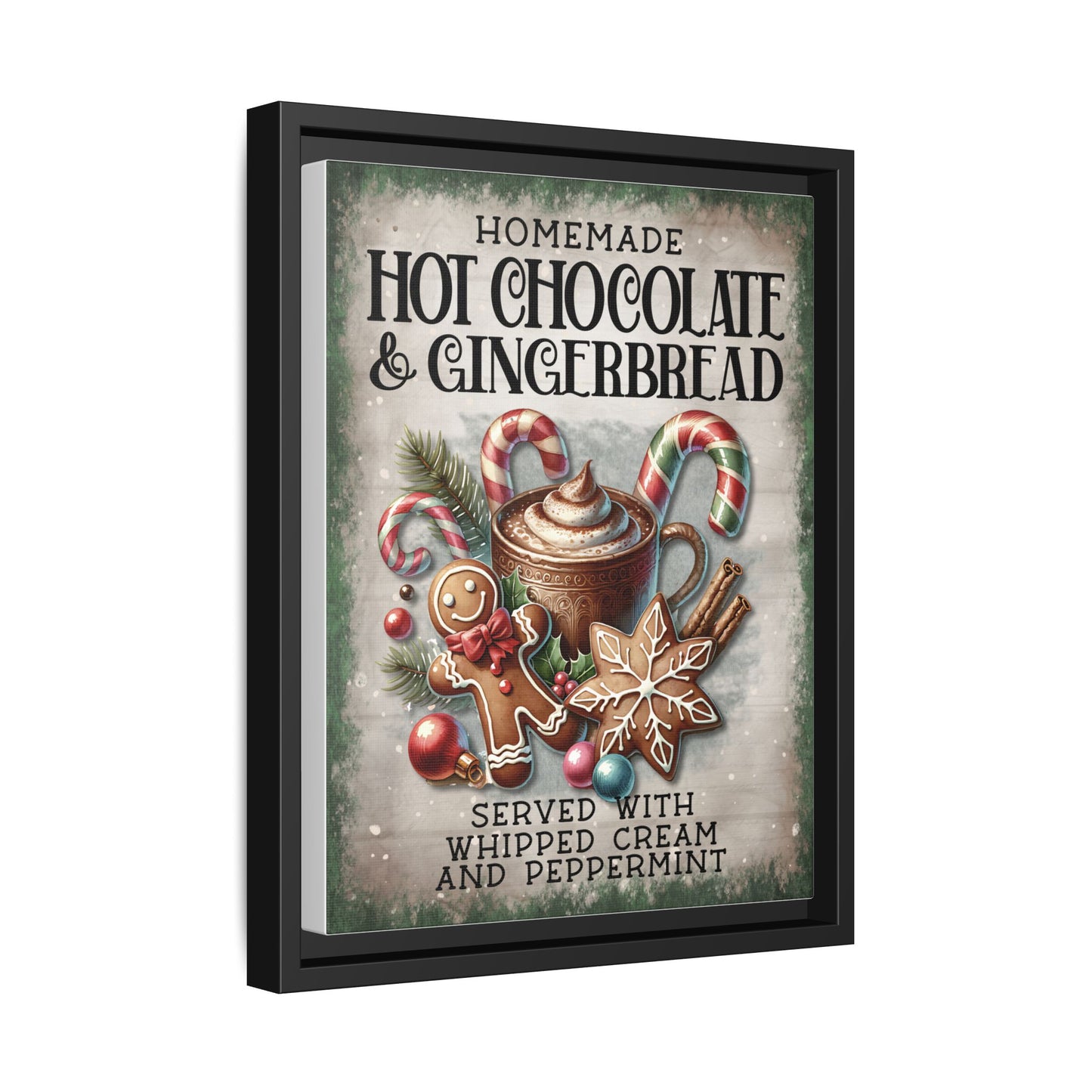 Homemade Hot Chocolate & Gingerbread Matte Canvas, Framed (Multi-color)