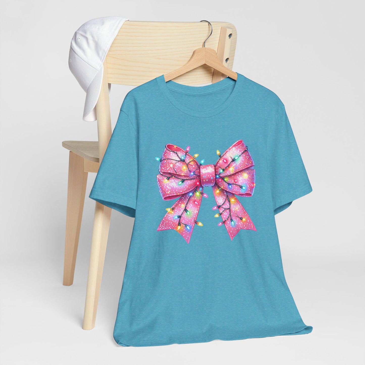 Pink Bow Christmas Tee - Festive Holiday Unisex Jersey T-shirt - sizes S - 3X