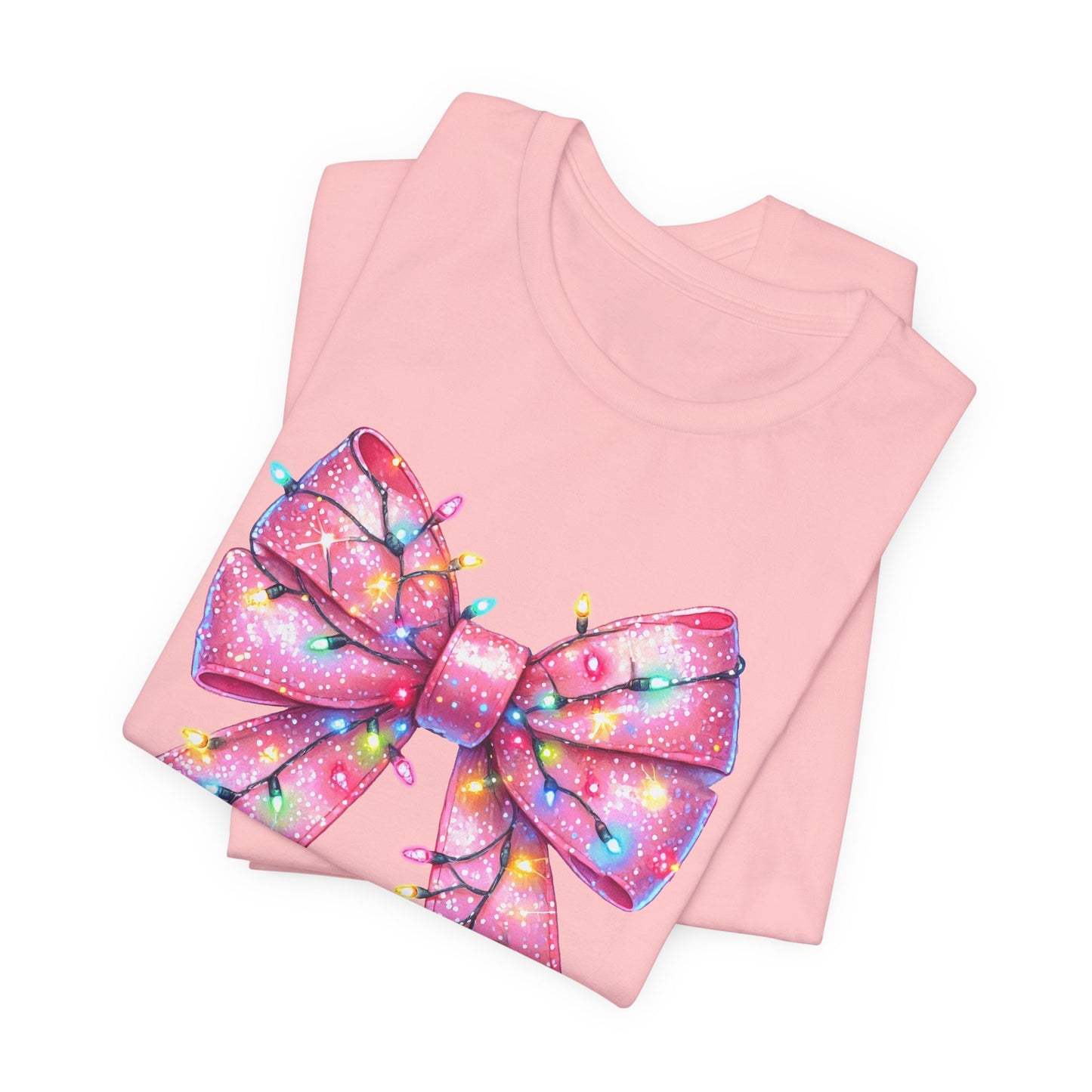 Pink Bow Christmas Tee - Festive Holiday Unisex Jersey T-shirt - sizes S - 3X