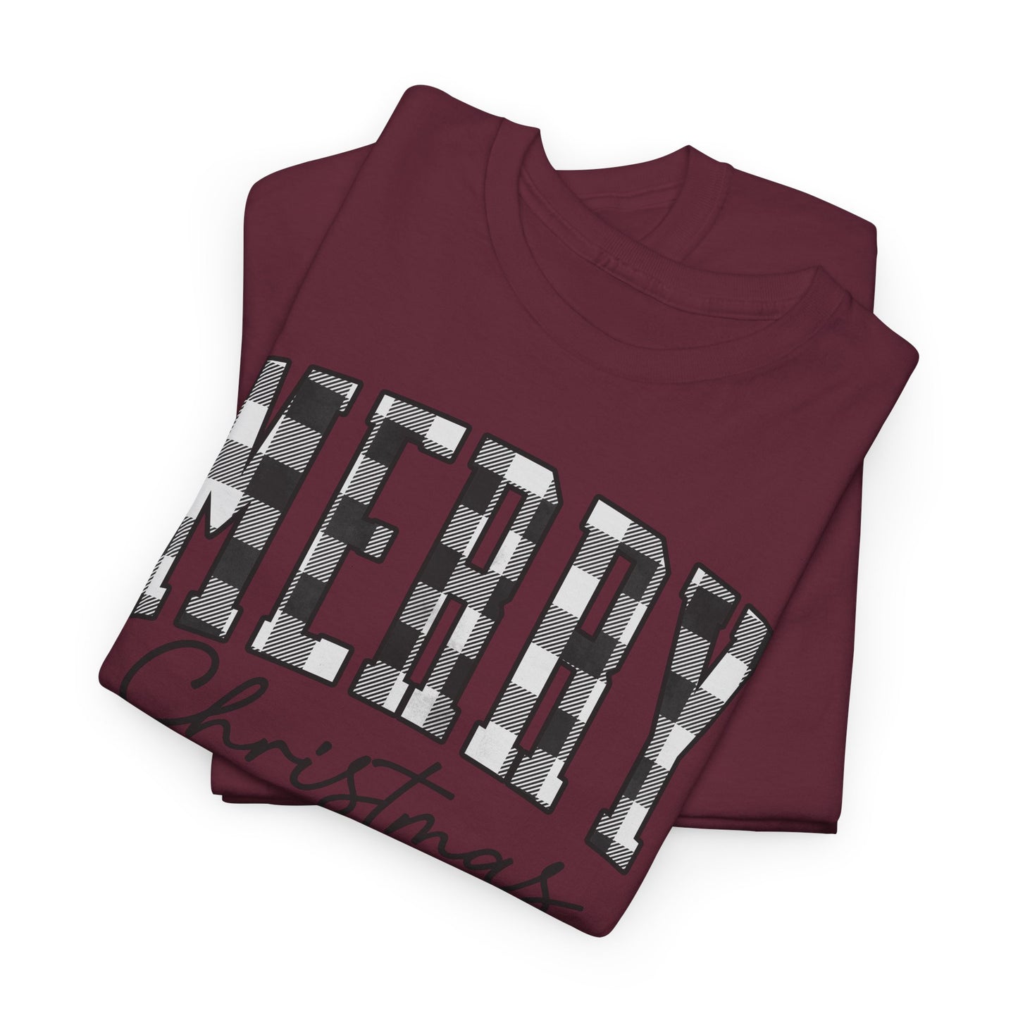 Buffalo Plaid Merry Christmas Unisex Heavy Cotton Tee - sizes S - 5X