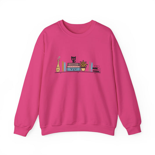 Unisex Heavy Blend™ Crewneck Sweatshirt - cute cat with books on bookshelf - sizes S - 3X