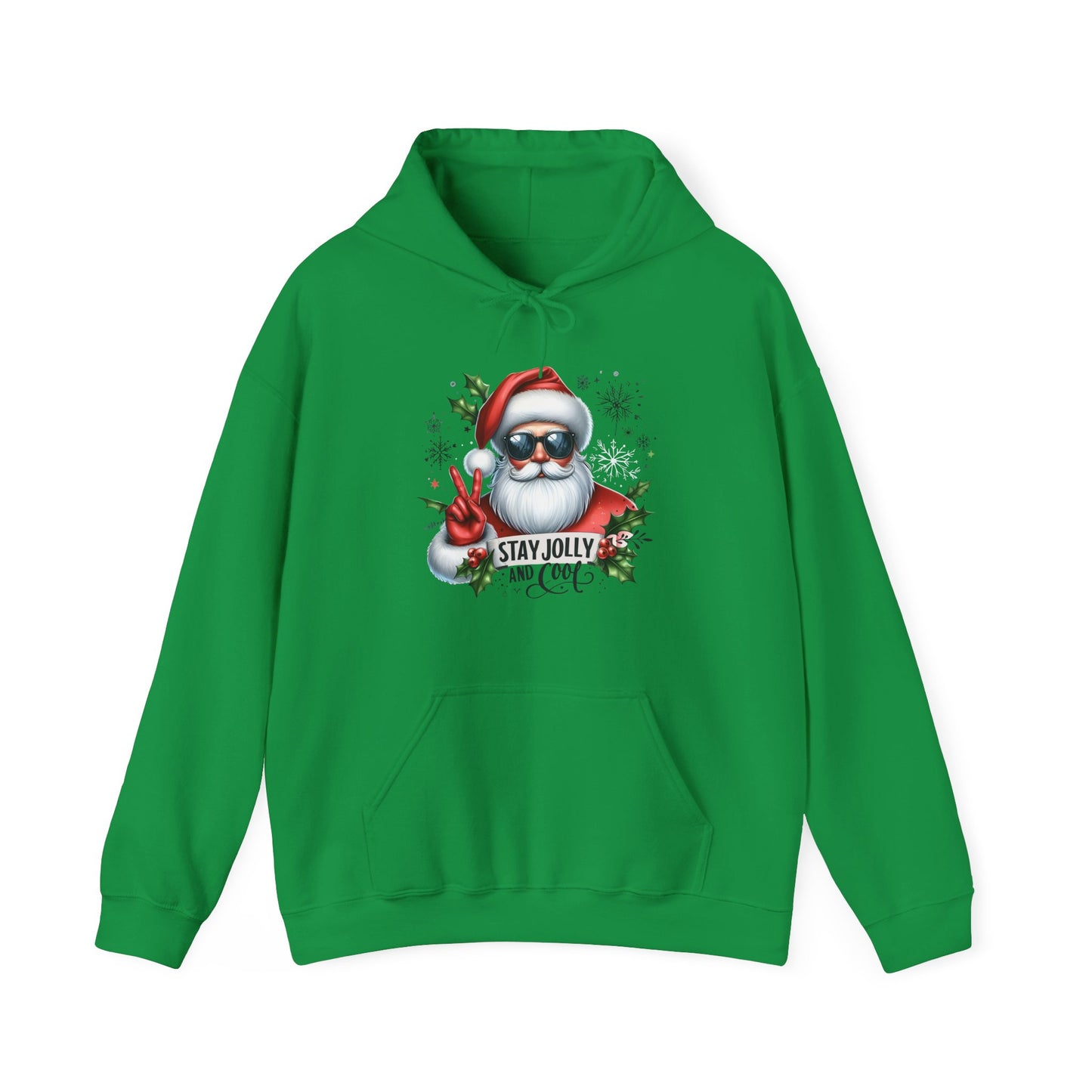 Jolly and Cool Festive Christmas Unisex Hoodie with pouch