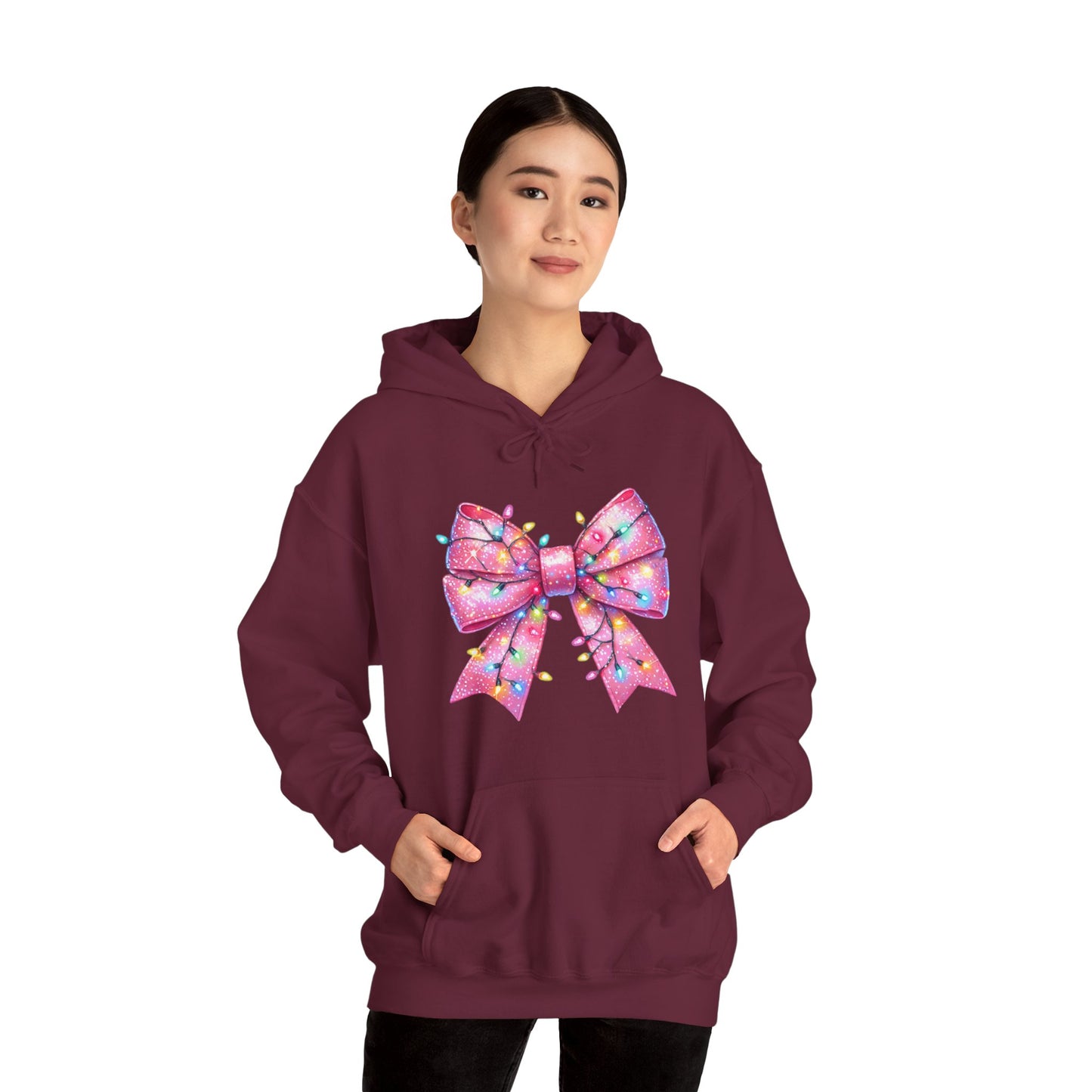 Big Pink Christmas Bow Unisex Heavy Blend™ Hooded Sweatshirt - sizes S - 3X