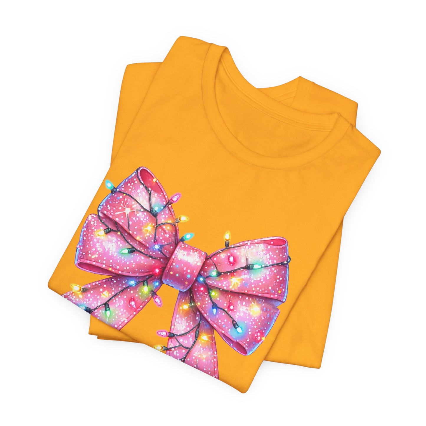 Pink Christmas Bow Unisex Jersey Short Sleeve Tee - sizes S - 3X