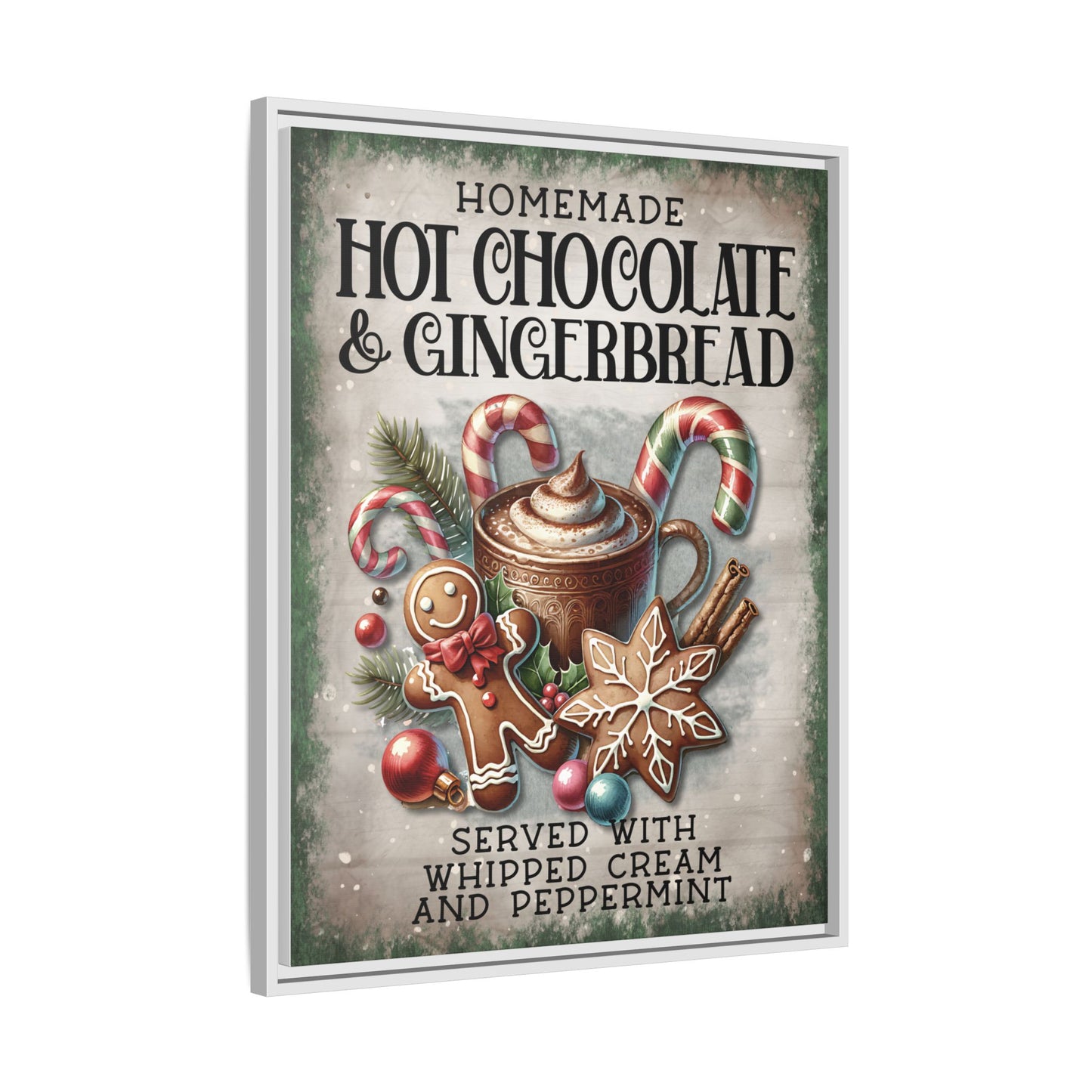 Homemade Hot Chocolate & Gingerbread Matte Canvas, Framed (Multi-color)