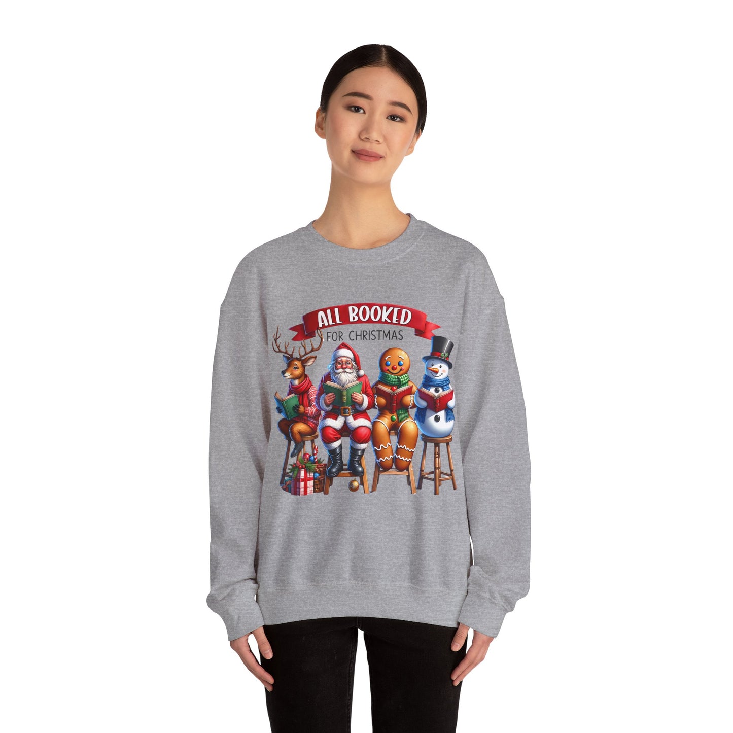 Christmas Bookworm Sweatshirt - Unisex Heavy Blend Crewneck Sweatshirt