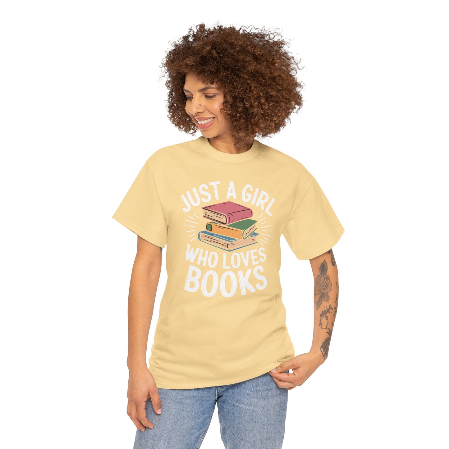 Just a Girl Who Loves Books Unisex Heavy Cotton Tee - S - 5X