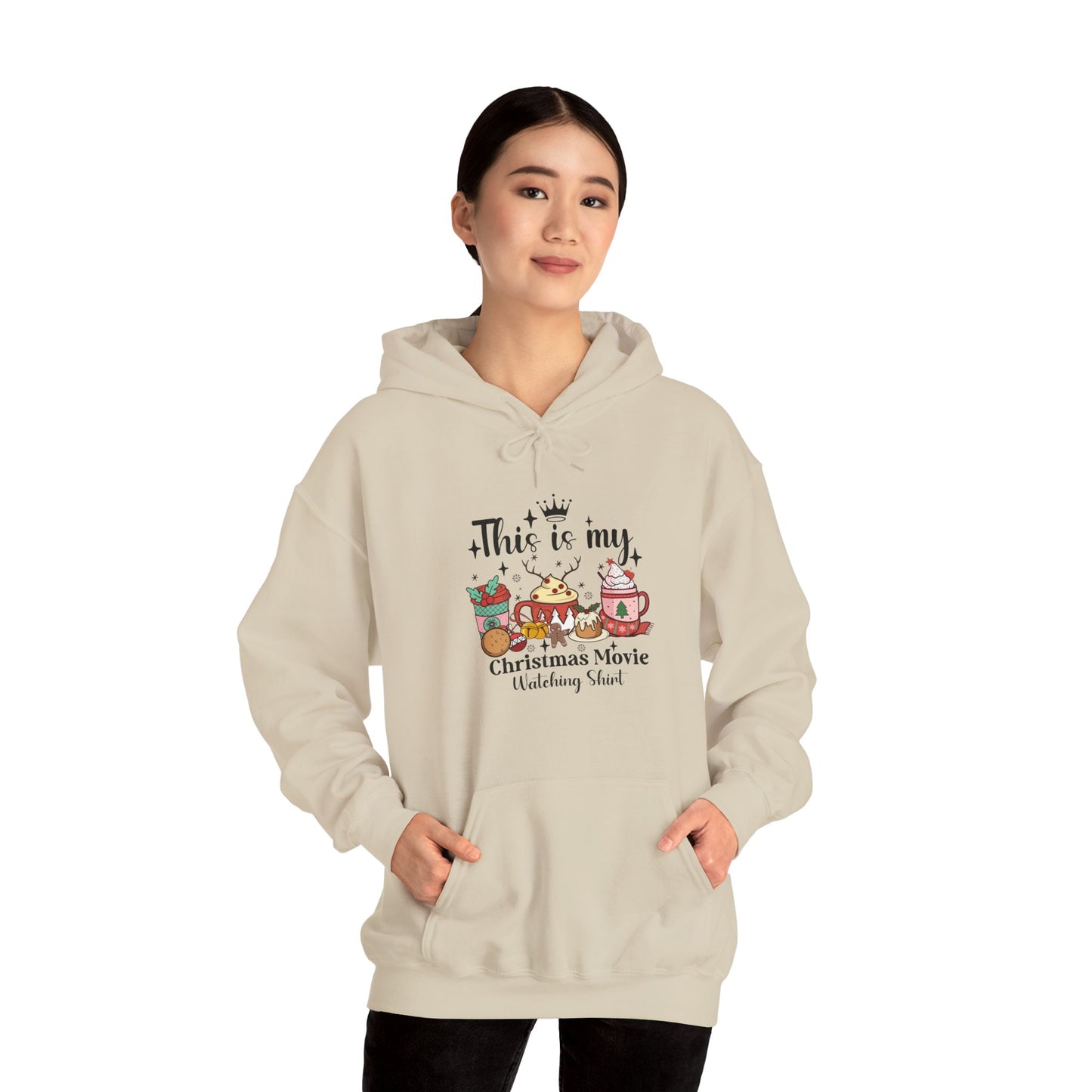 Christmas Movie Watching Heavy Blend Hoodie - cozy, warm, festive sweatshirt