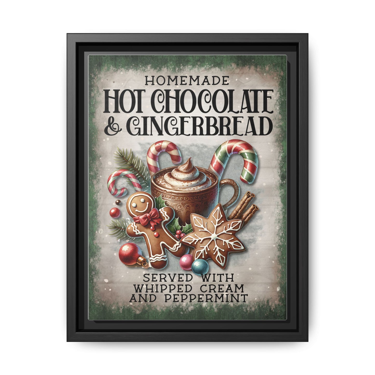 Homemade Hot Chocolate & Gingerbread Matte Canvas, Framed (Multi-color)