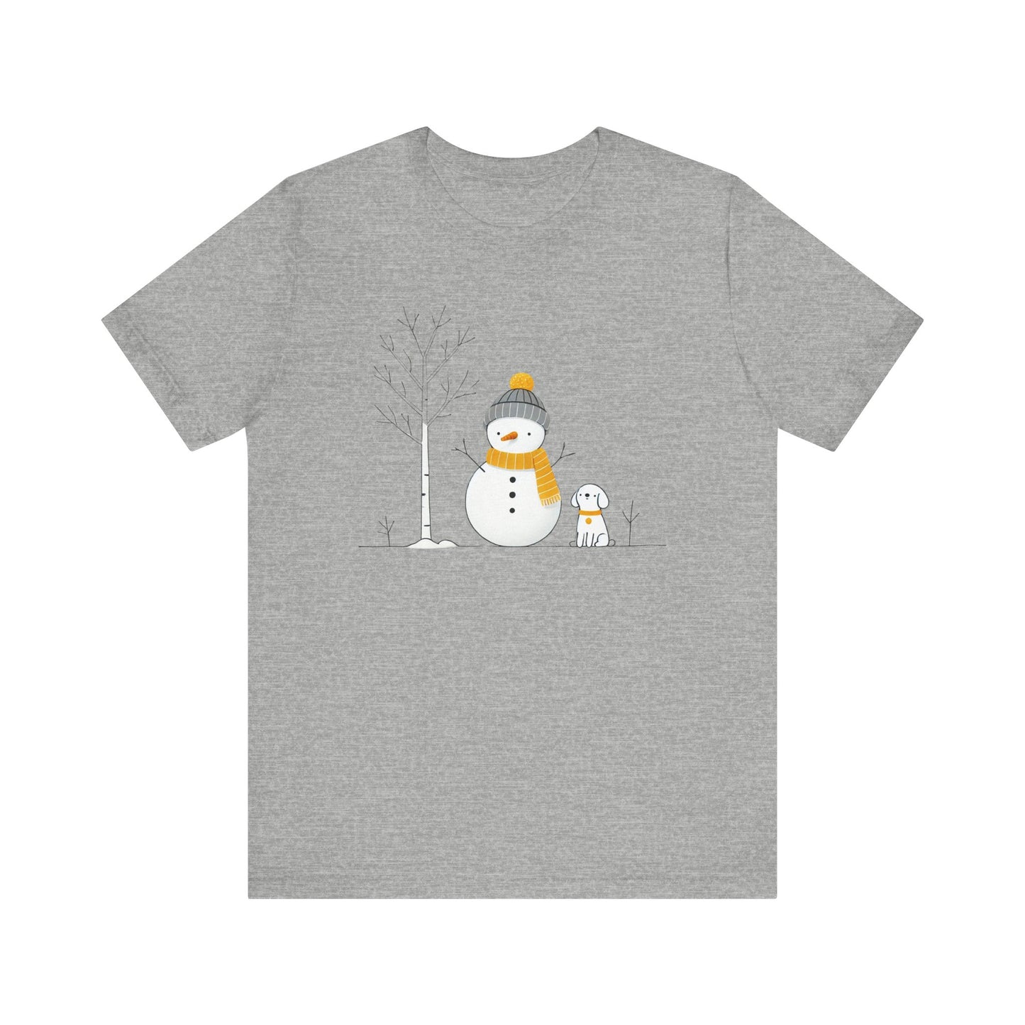 Snowman and dog winter scene Unisex Jersey Short Sleeve Tee - sizes S - 3X