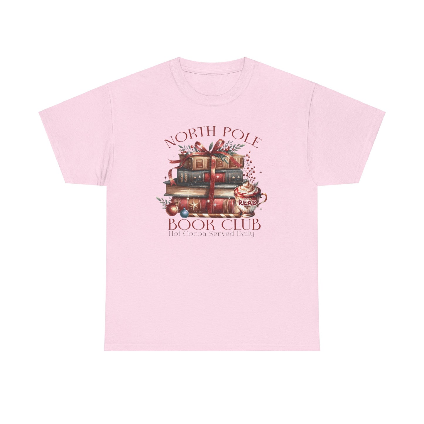 North Pole Book Club Unisex Heavy Cotton tee - Books Lover Christmas Holiday Festive Unisex T-shirt - sizes S - 5X