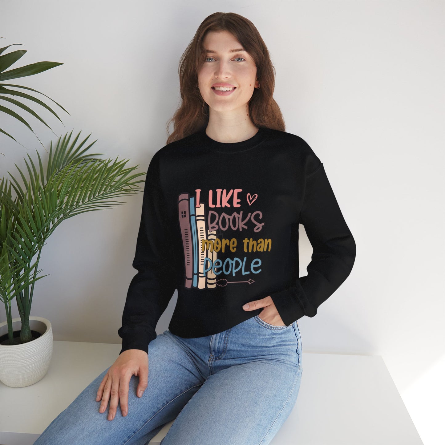 I like books more than people Unisex Heavy Blend™ Crewneck Sweatshirt - Sizes S - 5X