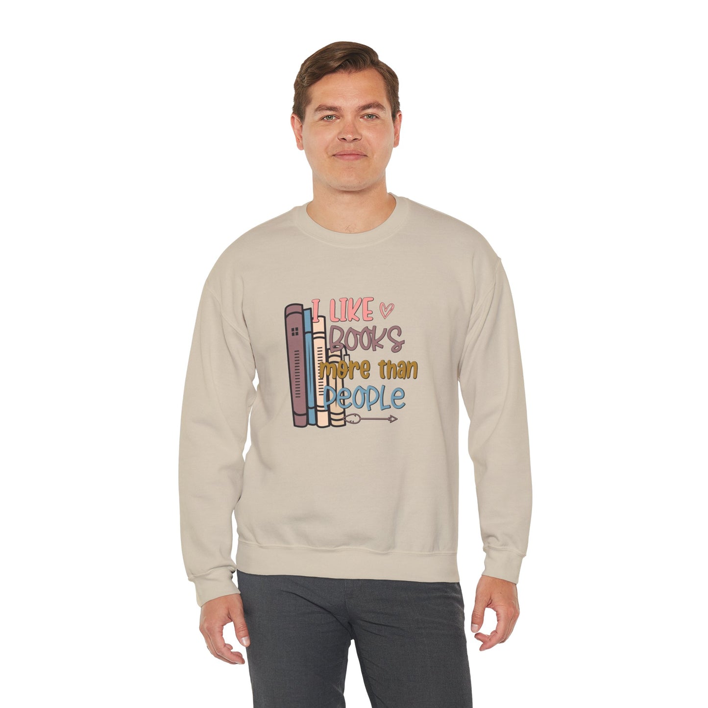 I like books more than people Unisex Heavy Blend™ Crewneck Sweatshirt - sizes S - 3X