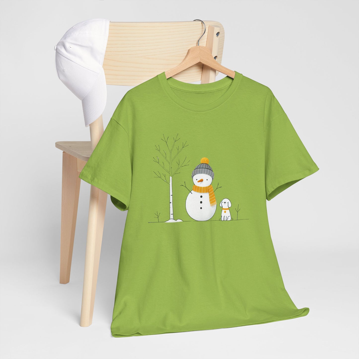 Snowman and Dog Unisex Heavy Cotton Tee - sizes S - 5X